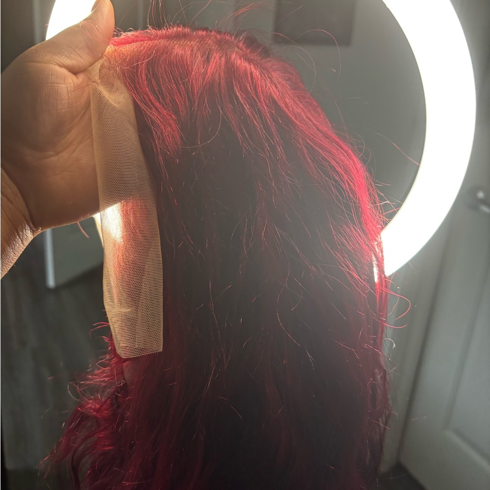 Vibrant 99 J Burgundy  Straight  bob 13x4 lace frontal T part wig pre plucked